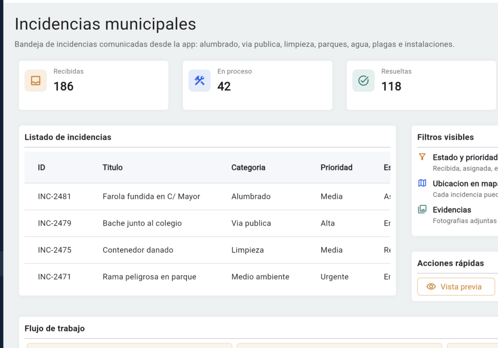captura software ayuntamientos incidencias municipales
