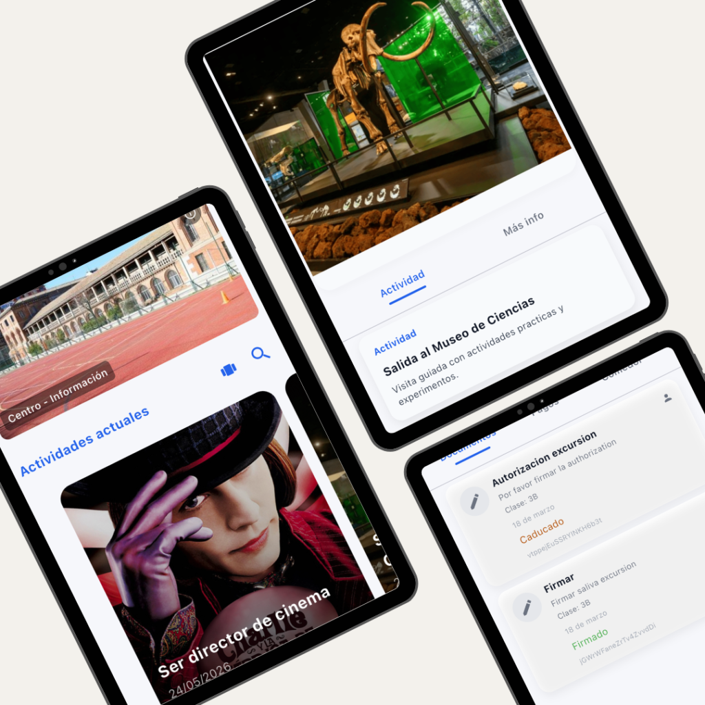 Capturas pantalla app escolar MiCole
