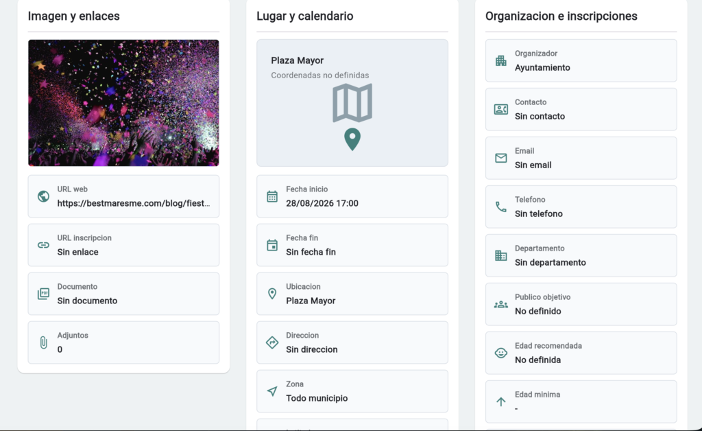 software para ayuntamientos detalles actividades secundaria
